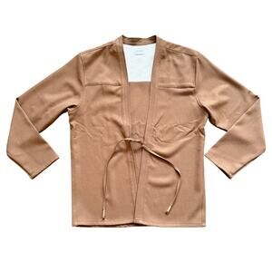 Akashi-Kama Kimono Jacket Technical Taupe Brown Unisex Large Japanese Shirt Mens